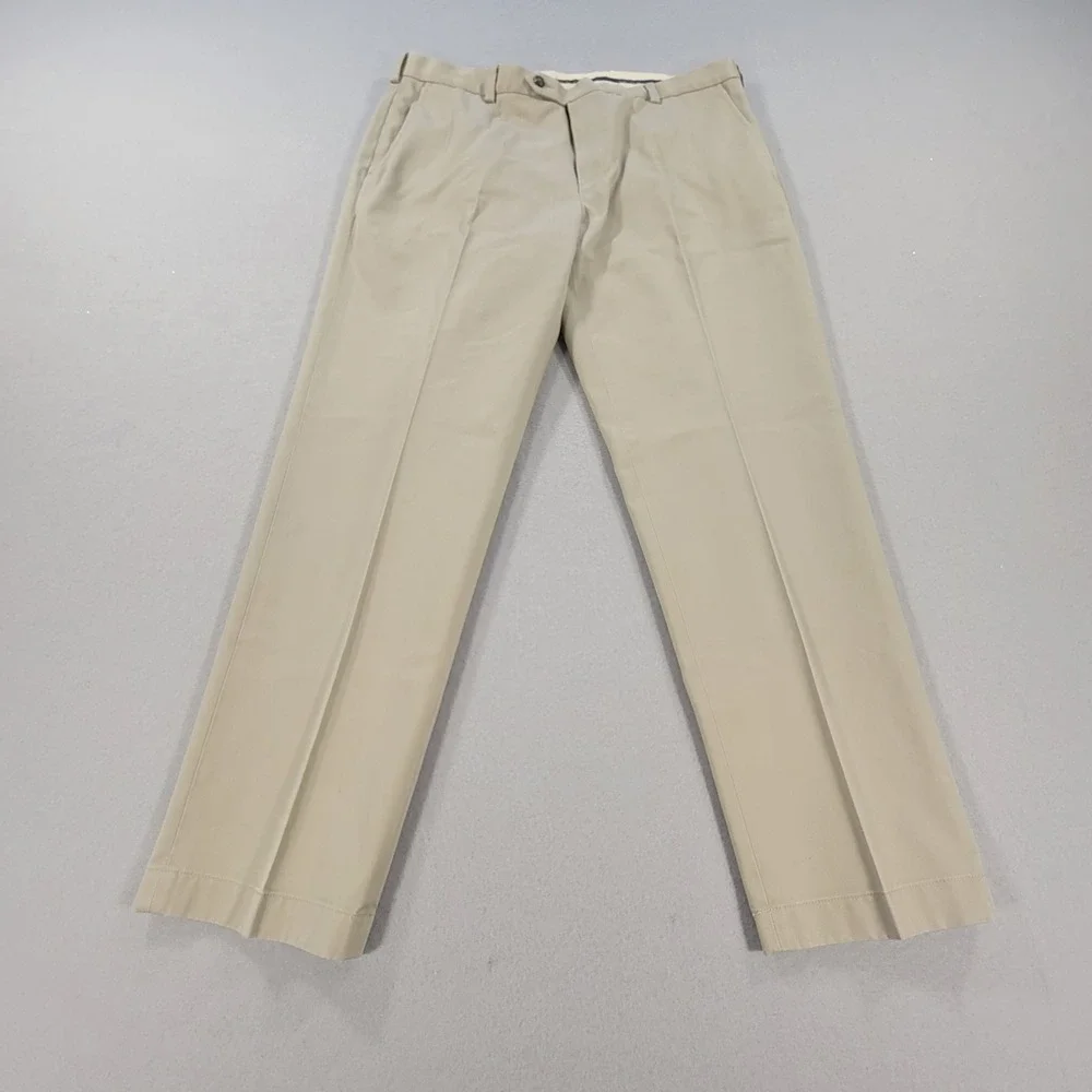 Brooks Brothers Advantage Chino Milano Dress Pants Khaki Flat Front Mens W36 L29